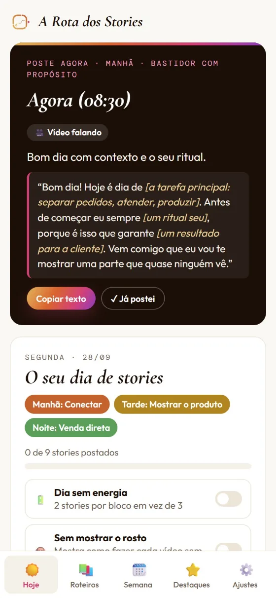 A Rota dos Stories no celular